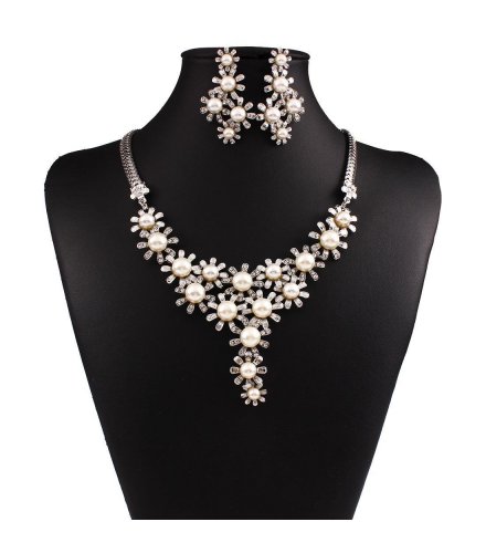 SET236 - White Pearl Floral Jewelry Set